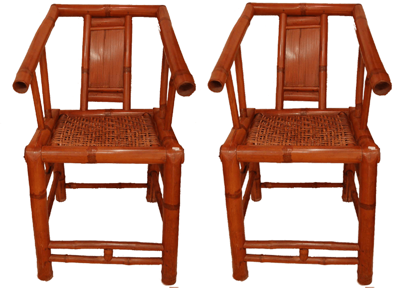 Bamboo Barber Chairs Item Number： 0764ab Pair Of Bamboo - Barber Chair (900x600), Png Download