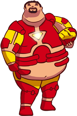 What If Superheros Let Themselves Go - Fat Iron Man Cartoon (400x574), Png Download