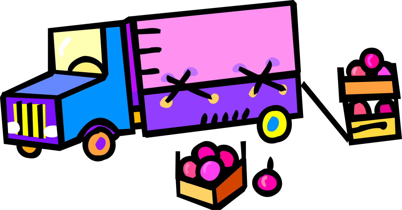 Graphic Transparent Stock Transport With Boxes Of Fruit (1336x700), Png Download