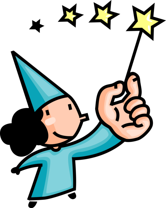 Vector Illustration Of Sorcerer Sorceress Wizard Magician - Magic Wand Clipart (559x700), Png Download