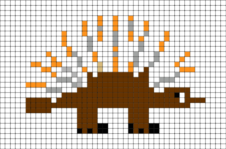 Porcupine Pixel Art (880x581), Png Download