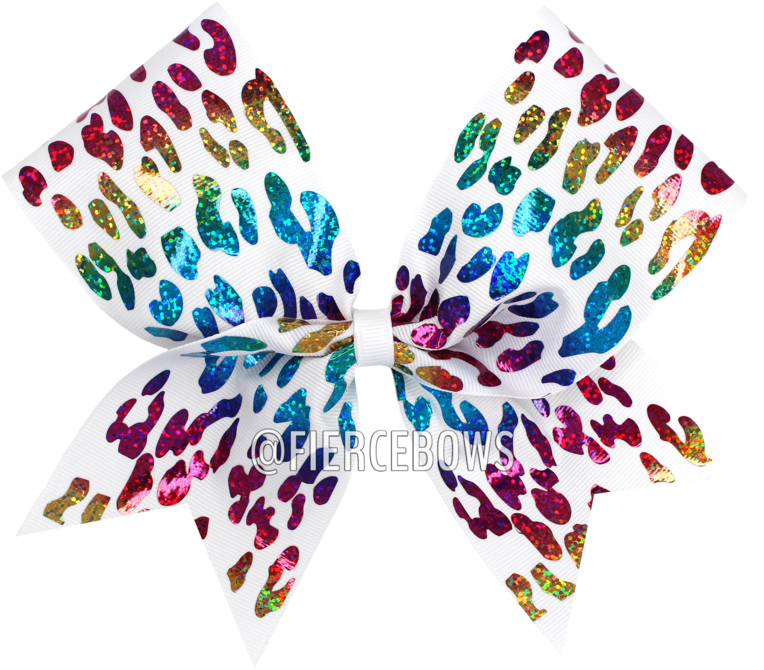 Rainbow Cheetah On White Bow (800x800), Png Download