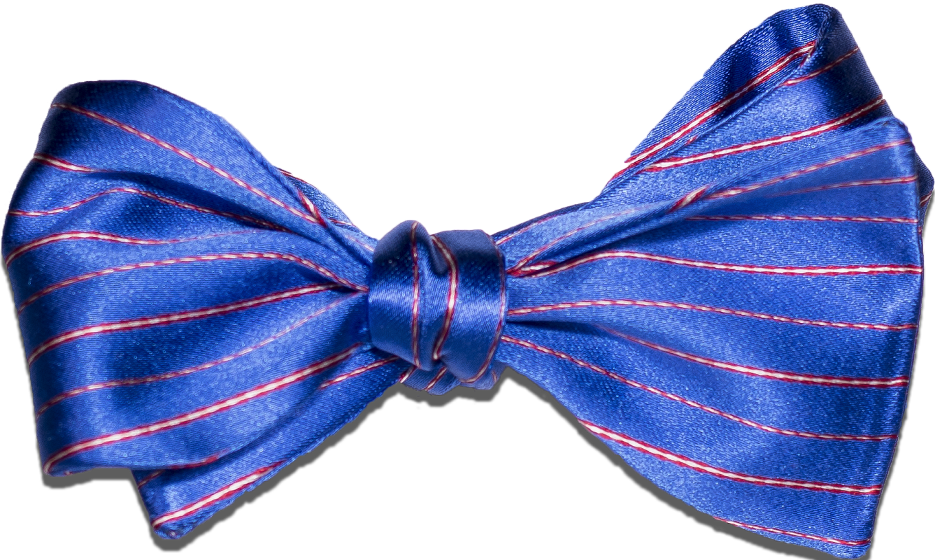 Royal Blue With Red And White Silk Bow Tie (1360x815), Png Download