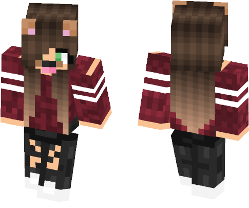 Cute Girl With Dog Filter - Dark Blue Hair Girl Minecraft Skin - Free ...