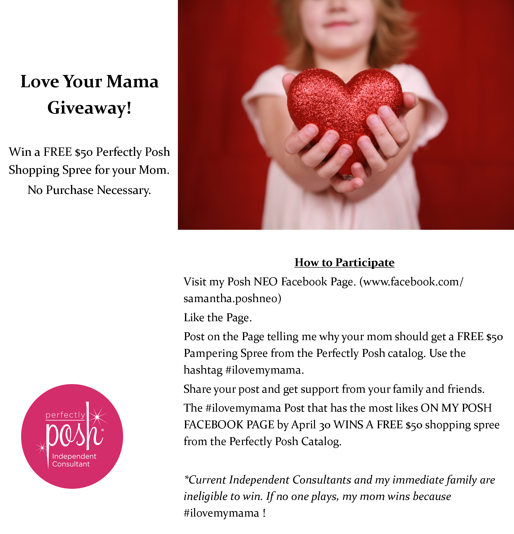 Enter To Win Mom $50 In Free Posh - Heart Giving (2092x2173), Png Download