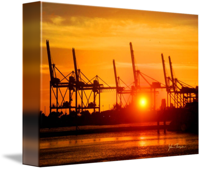 "ship Yard Sunset" By John Thompson - Gallery-wrapped Canvas Art Print 10 X 8 Entitled Ship (650x547), Png Download
