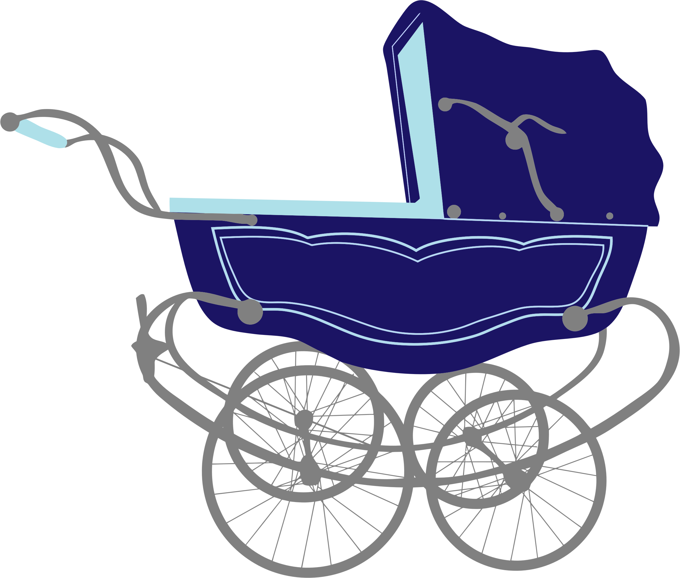 This Free Icons Png Design Of Vintage Blue Baby Stroller (2330x1978), Png Download