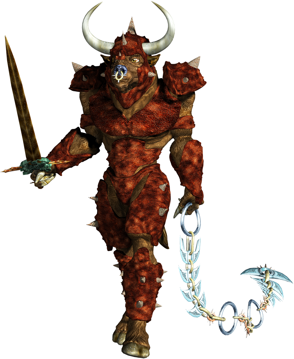 Chain - Axe Minotaur Invisible Background (1038x1280), Png Download