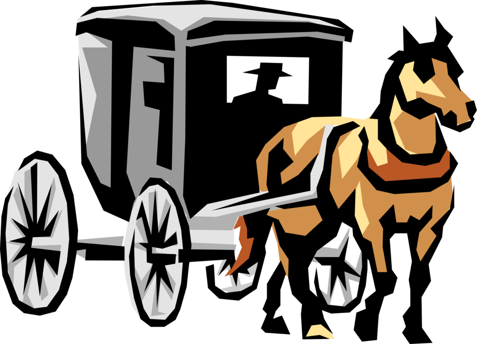 Amish Horse Drawn Image Illustration Of Pennsylvania - Horse Drawn Carriage Clipart (972x700), Png Download