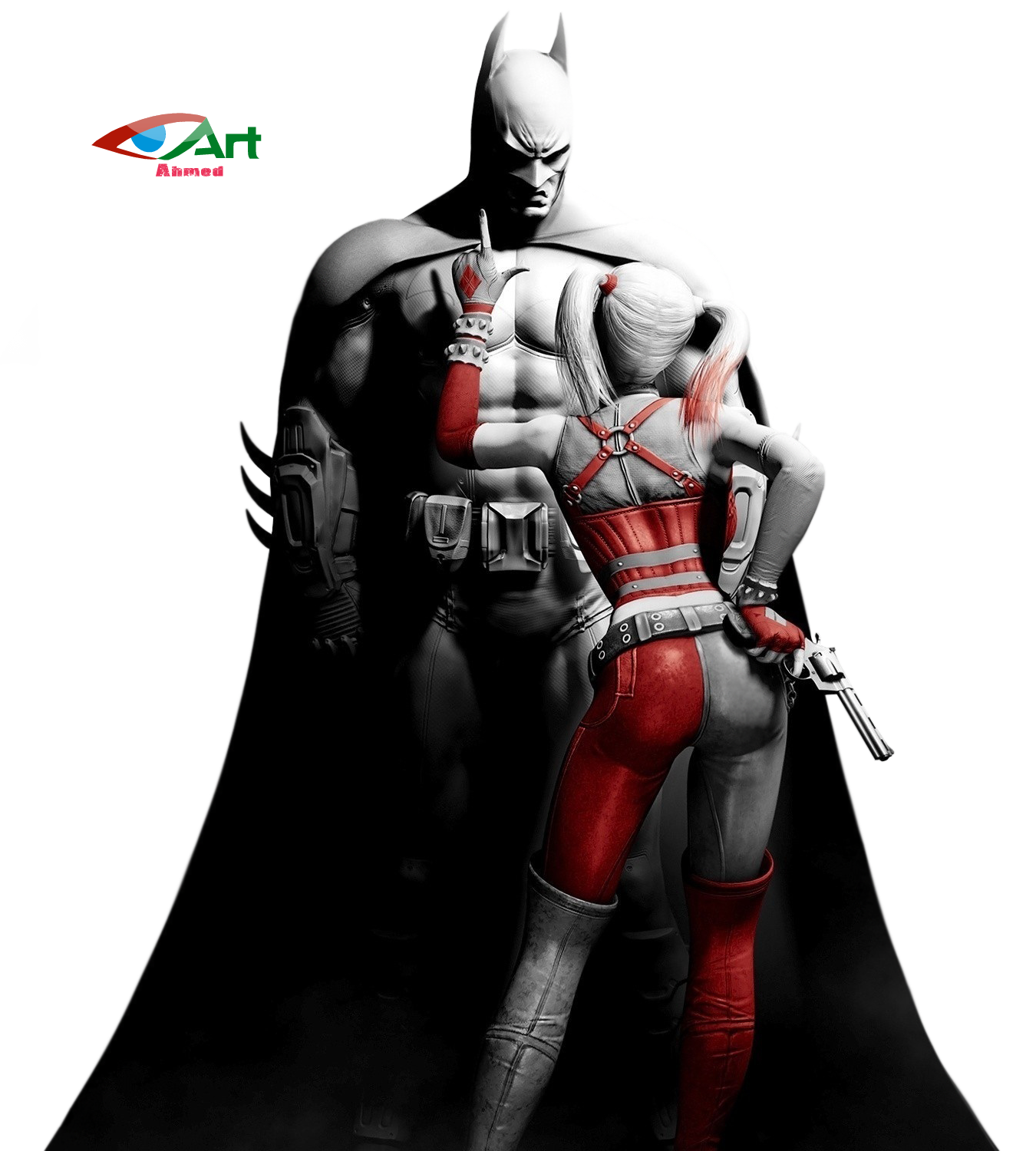 Batman Arkham City Png Photo - Batman E Harley Quinn (1350x1500), Png Download