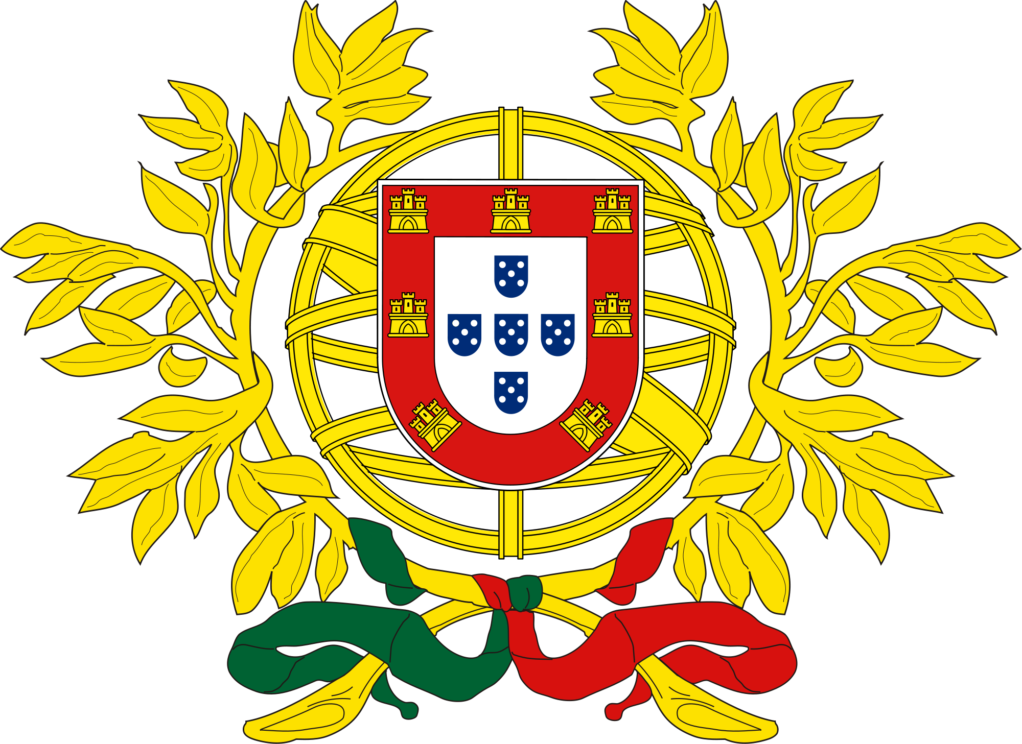 Coat Of Arms Of Portugal - Portugal Coat Of Arms (2000x1457), Png Download