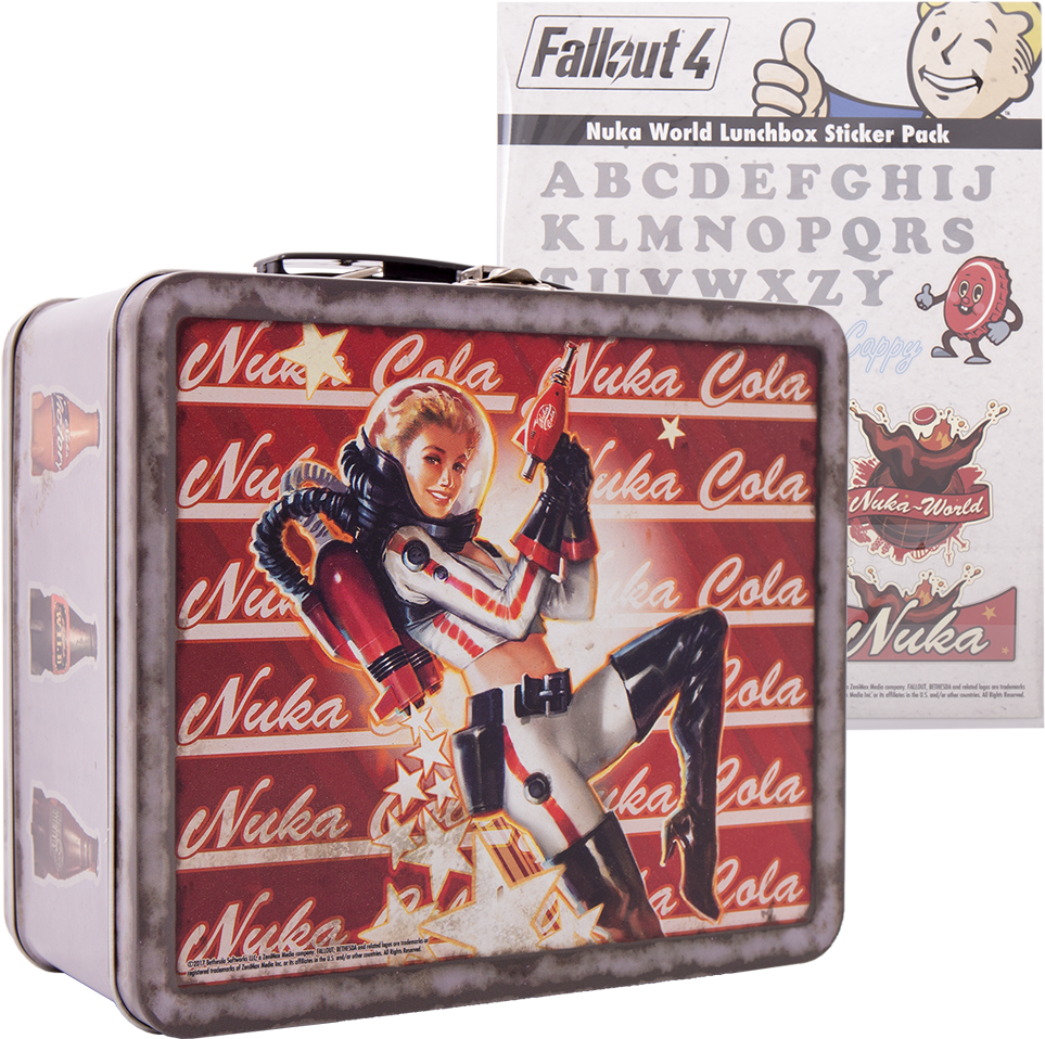 Fallout 4 Nuka Cola Lunchbox Sticker Set Mac's Comics - Fallout Tin Tote Lunch Box Nuka Cola (1000x1000), Png Download
