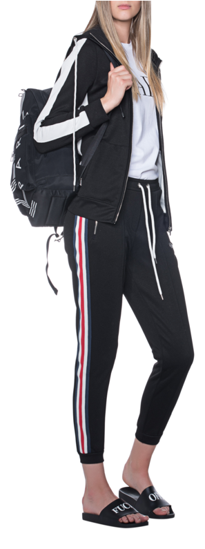 True Religioncrop Sport Black // Sweatpants With Stripes - Girl (618x794), Png Download