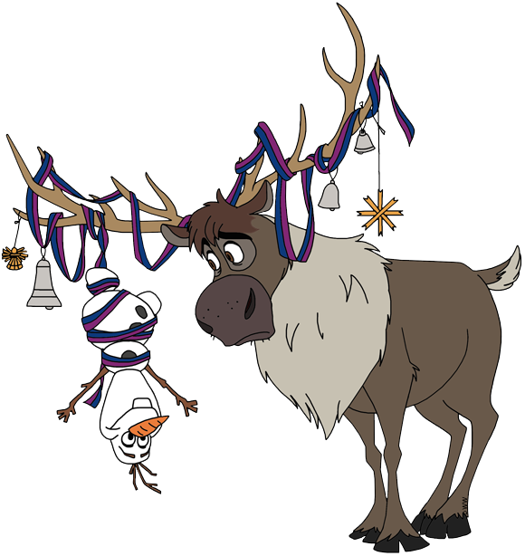 Olaf At Christmas - Sven Frozen Clip Art (580x614), Png Download