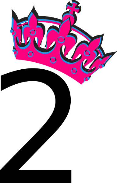 Pink Tilted Tiara And Number - Number 2 Pink (384x599), Png Download