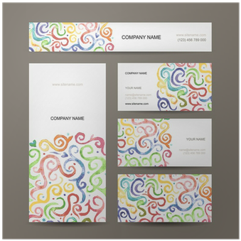 Business Cards Collection With Watercolor Waves Design - Watercolor Painting (400x400), Png Download