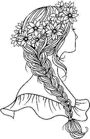 Hairstyle With Braid Coloring Page - Braided Hair Coloring Pages (600x470), Png Download