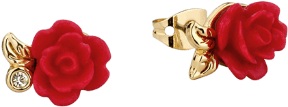 Beauty And The Beast - Beauty And The Beast Rose Earrings (600x600), Png Download