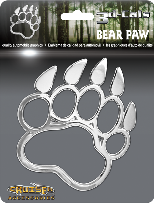 3d-cals Bear Paw, Chrome - Cruiser Accessories Bear Paw Automotive Decal, Chrome (630x800), Png Download