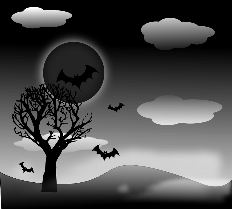 Halloween Night With Bats Vector Background - Halloween Spare Tire Cover (800x722), Png Download
