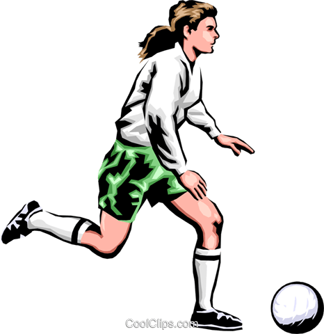 Soccer Player Dribbling Ball - Girls Soccer Clip Art (466x480), Png Download