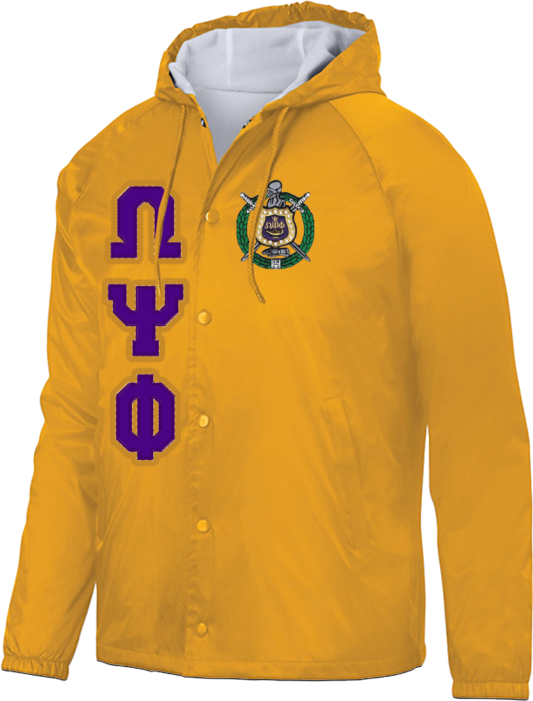 Omega Psi Phi Hooded Crossing Jacket - Letters Greek Apparel (1024x1024), Png Download