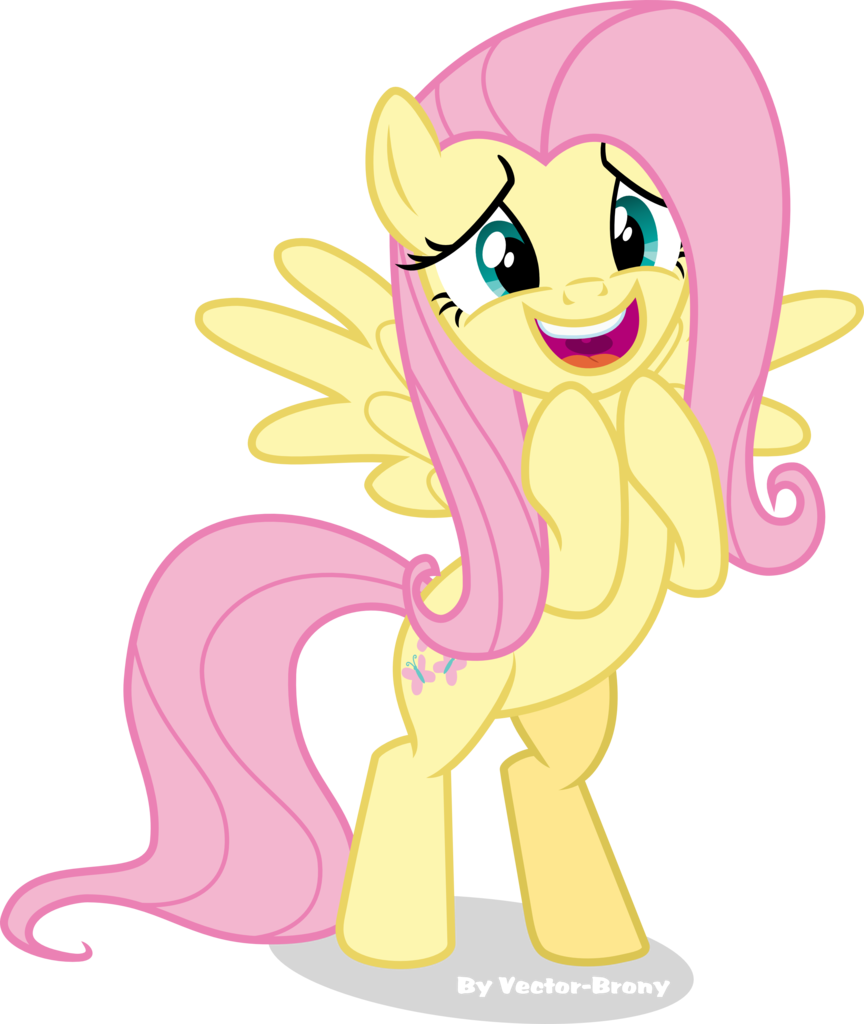 Vector-brony, Bipedal, Excited, Fluttershy, Happy, - Happy Mlp Pony Fluttershy (864x1024), Png Download