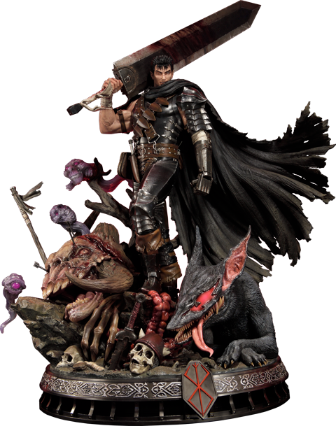 43" Berserk Statue Guts The Black Swordsman - Prime 1 Guts (480x609), Png Download