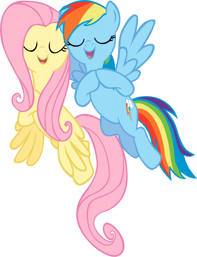 Fluttershy Rainbow Dash Rarity Applejack Pink Mammal - Fluttershy And Rainbow Dash Png (666x869), Png Download