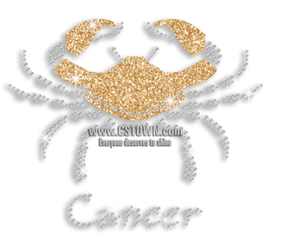 Bling Cancer Zodiac Iron-on Glitter Rhinestone Transfer - Illustration (450x450), Png Download