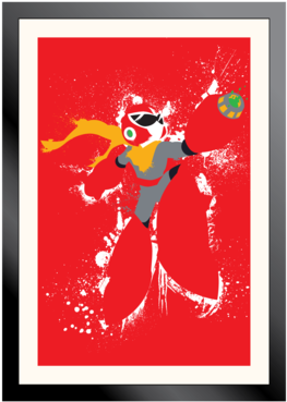 Proto Man Splatter Art Poster - Mega Man (444x500), Png Download