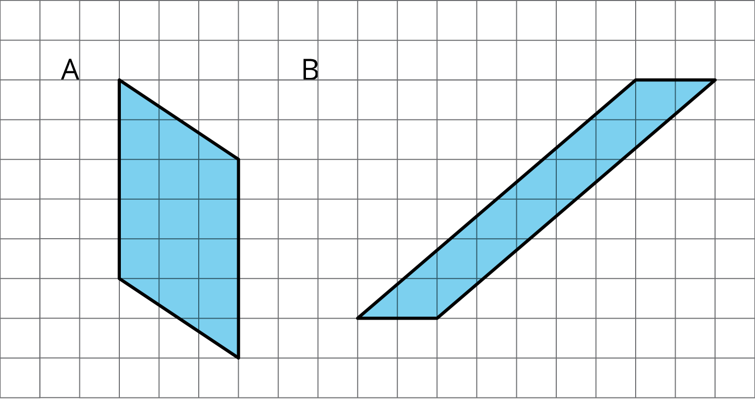 Two Figures On A Grid - Parallelogram On A Grid (1493x789), Png Download