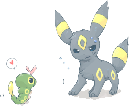 Pokemon, Umbreon, And Caterpie Image - Umbreon And Caterpie (422x349), Png Download