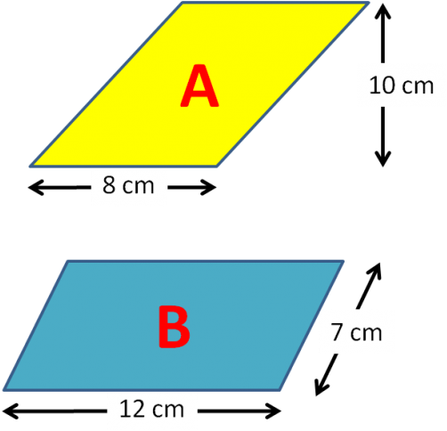 Which Of These Two Parallelograms Has The Larger Area - Portable Network Graphics (525x500), Png Download