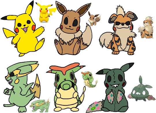 I Made A Pokemon Variations For Pikachu With Eevee, - Growlithe And Pikachu And Eevee (550x400), Png Download