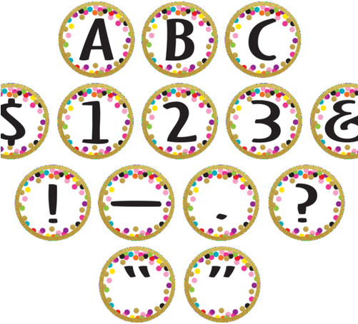 Confetti Circle Letters - Circle Confetti Letters Teacher (500x500), Png Download