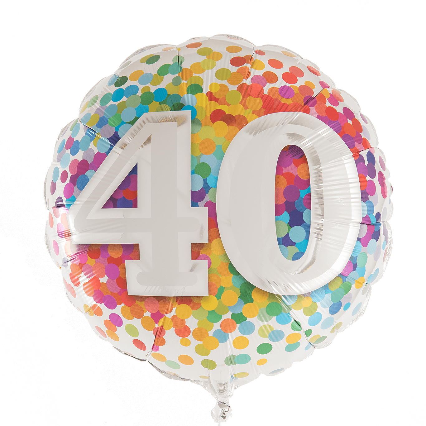 Inflated - 18 Inch Qualatex Age 40 Rainbow Confetti Round Foil (1367x1367), Png Download