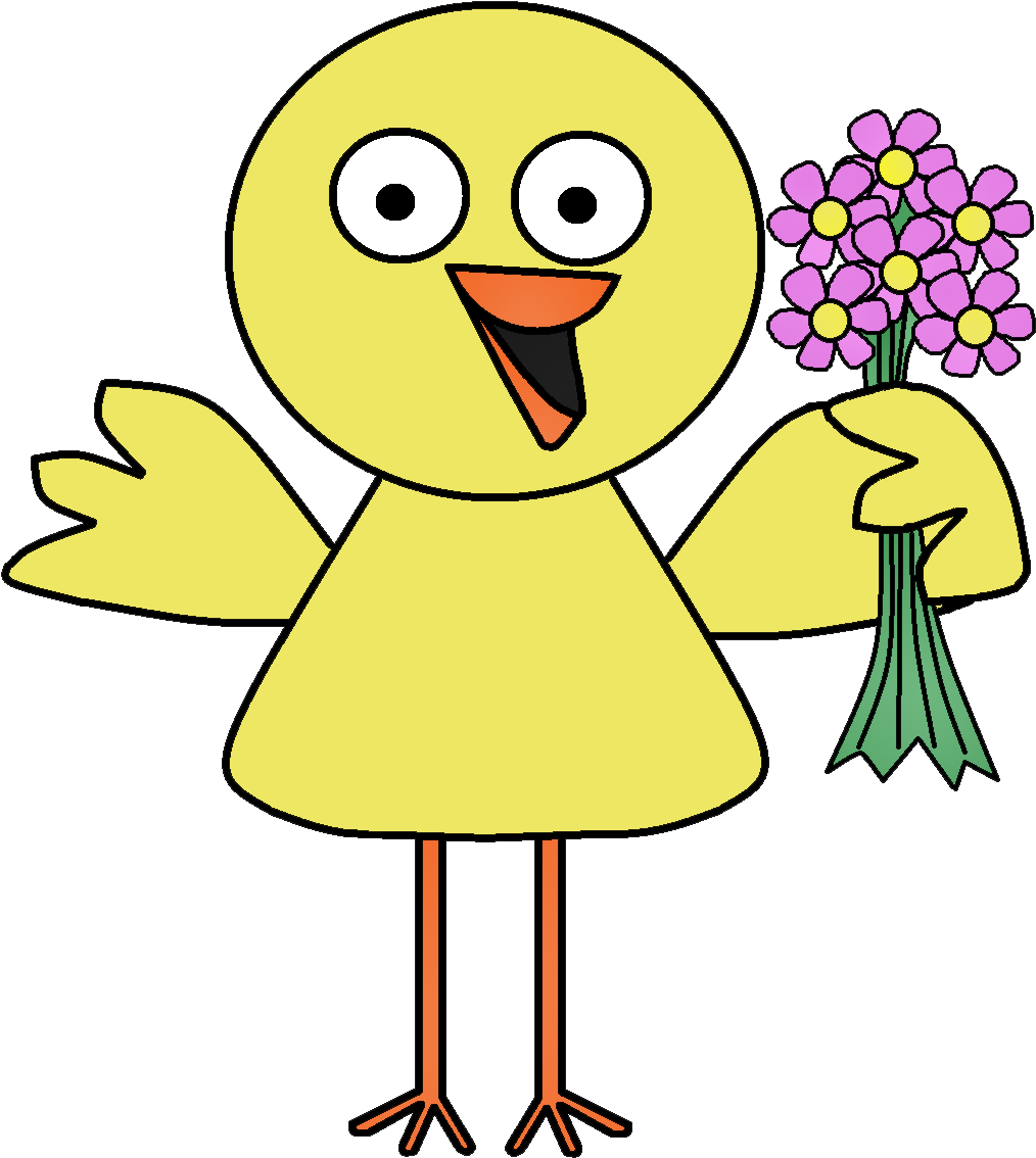 Download The Files Here - Spring Birds Flowers Clipart (1086x1254), Png Download