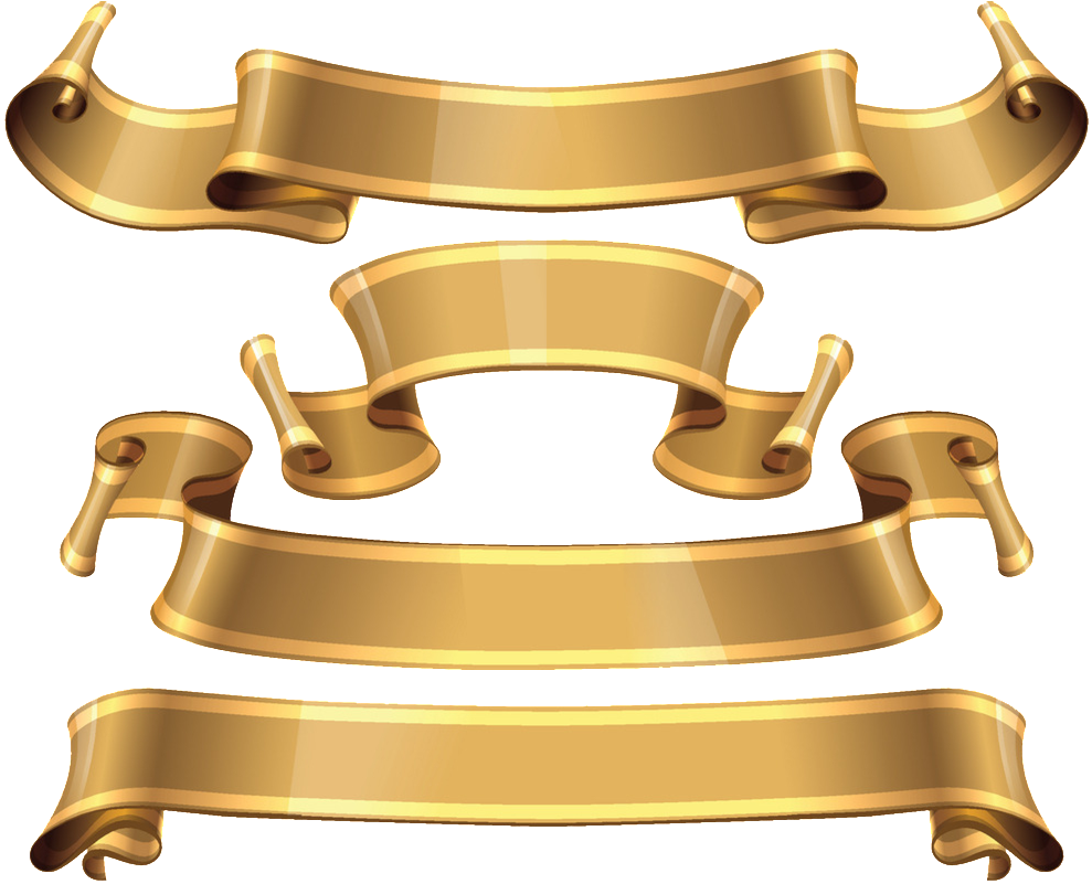Golden Ribbon Transparent - Game Ui Ribbon (1024x812), Png Download