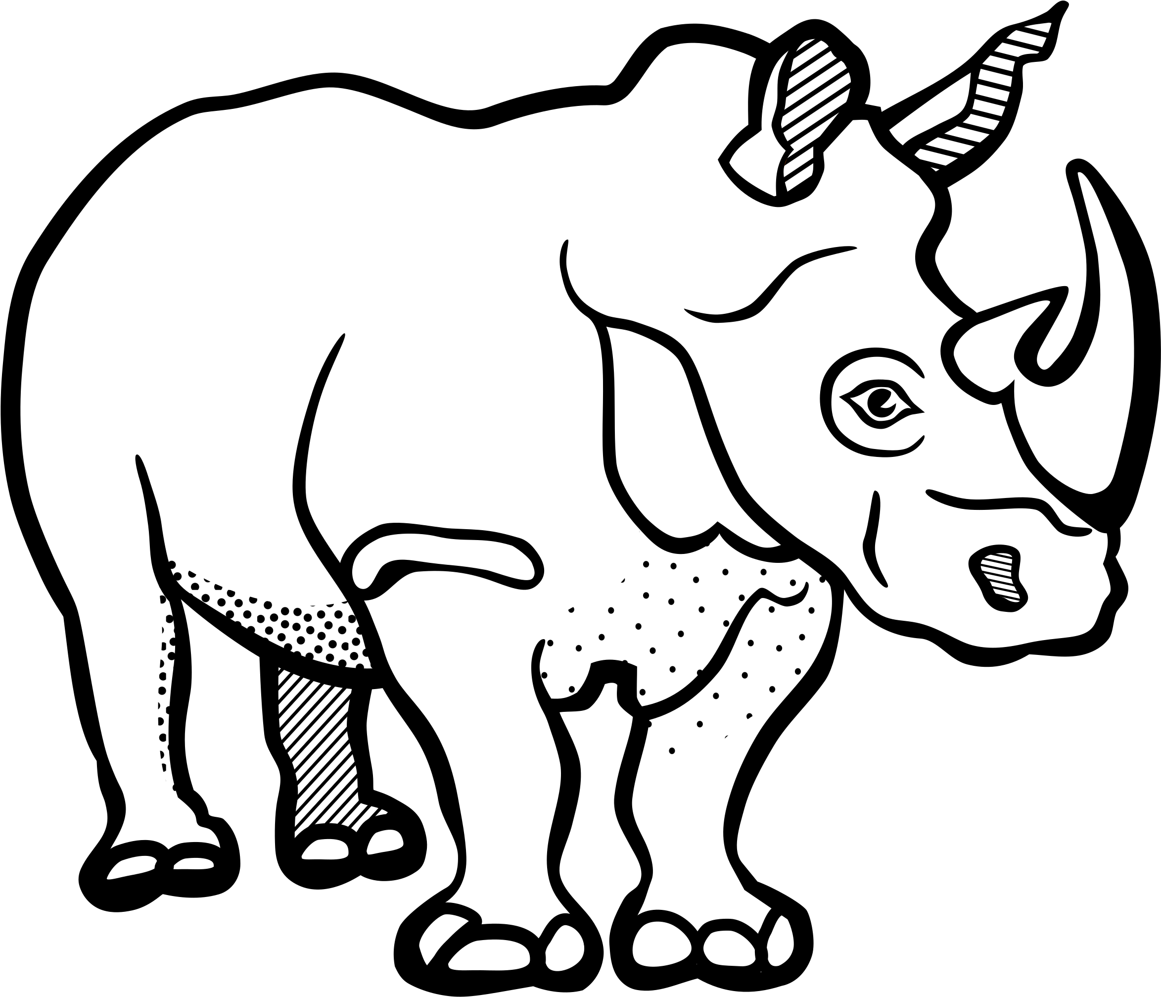 Rhinoceros Drawing Line Art Black And White Color - Rhinoceros Clipart Black And White (750x750), Png Download