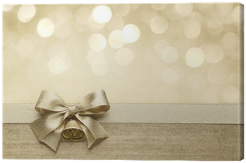Art Print: Zhang's Golden Ribbon Bow With Bokeh, Christmas (400x400), Png Download