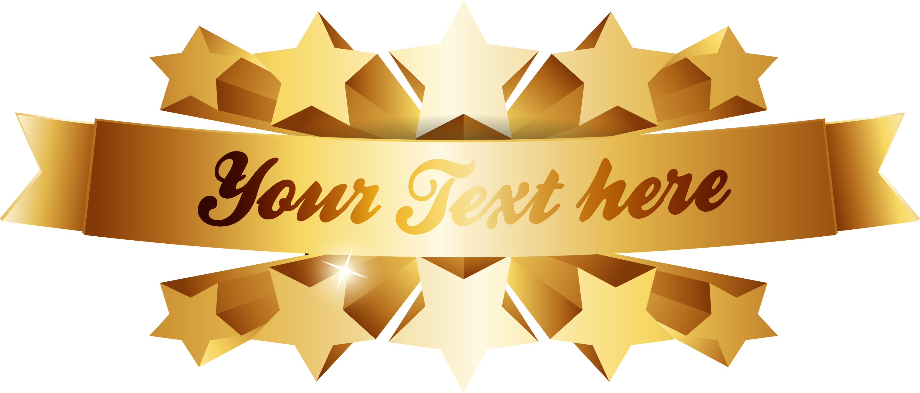 Gold Ribbon Texture Title Stars Transprent Png - Title Ribbon Frame Gold (3026x1292), Png Download