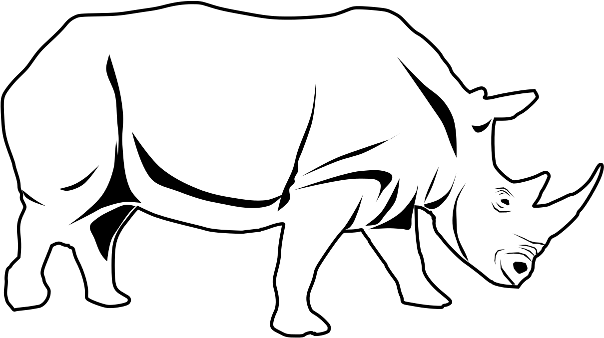 File - Rhino - Svg - Rhinoceros Clipart Black And White (1280x905), Png Download