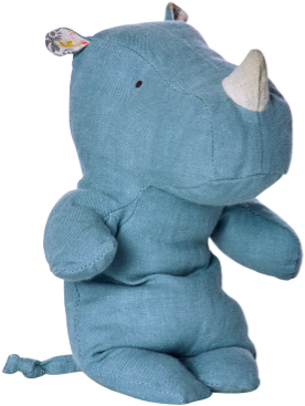 Little Blue Rhino - Maileg Safari Friends - Little Rhino - Blue (460x383), Png Download