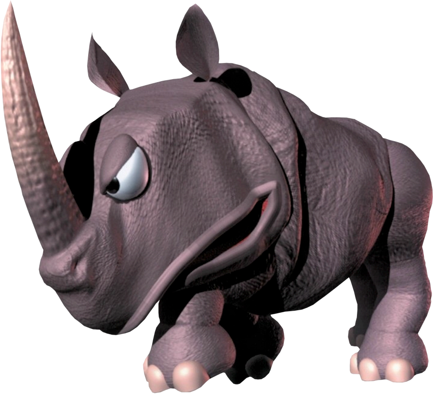 Meanwhile Rambi Struts Around Like He Owns The Place - Donkey Kong Country Rhino (854x776), Png Download