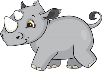 Png Height Width Cartoon Baby Animal Clip - Gray Rhinoceros Cartoon (400x400), Png Download