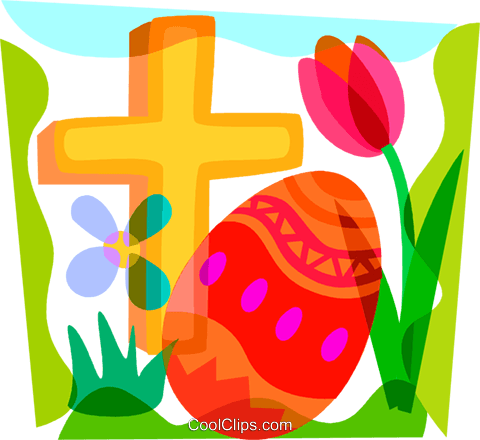 Easter Egg And A Holy Cross Royalty Free Vector Clip - Cross And Easter Eggs (480x440), Png Download