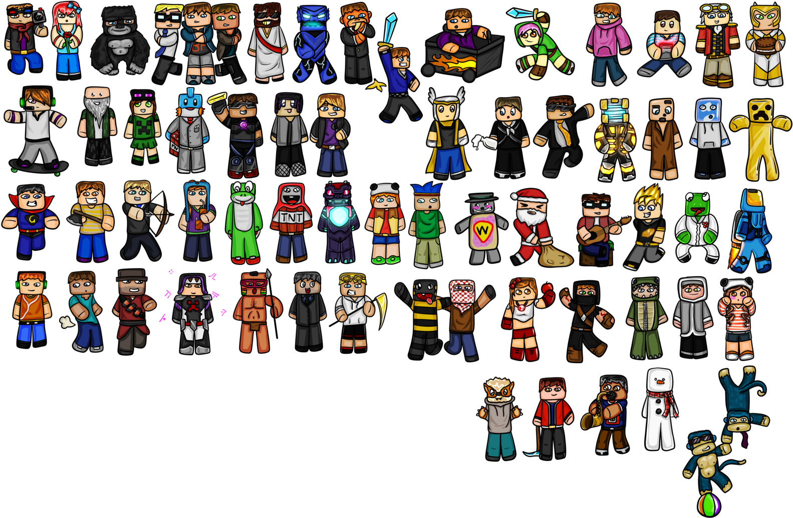 320 × 210 Pixels - All Youtubers In Minecraft (1024x672), Png Download