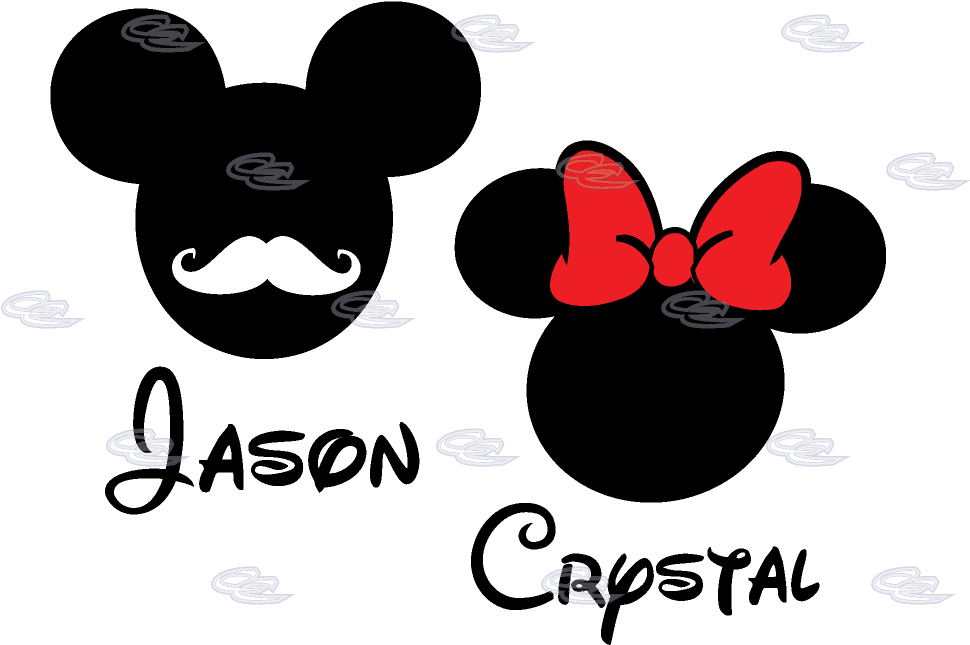 Mickey Mouse Mustaches Minnie Mouse Bow With Custom - Mickey Mouse Names Clipart (1013x697), Png Download