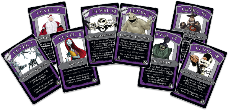 Armor And Weapons Cards To Be The Scariest Skeleton - Nightmare Before Christmas Monopoly Cards (800x393), Png Download